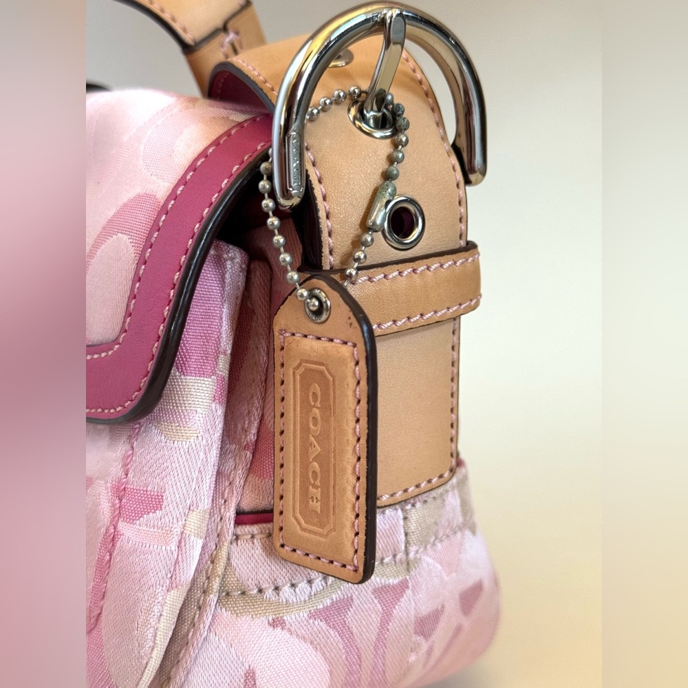 Vintage Y2K Coach Pink SoHo Canvas Buckle Flap Shoulder Purse Bag - Picture 4 of 16
